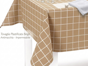 Tovaglia Plastificata Beige Antimacchia